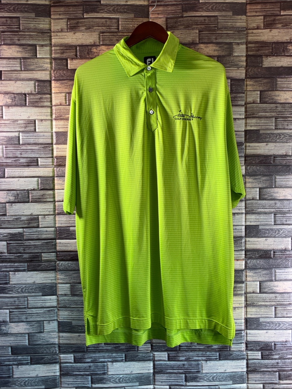 Pre Owned Men's Lime Green Lake Murray Golf Course XL Polo Shirt Footjoy